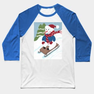 White Christmas Snowman Snowday Baseball T-Shirt